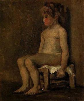 Vincent Van Gogh : Nude Study of a Little Girl, Seated